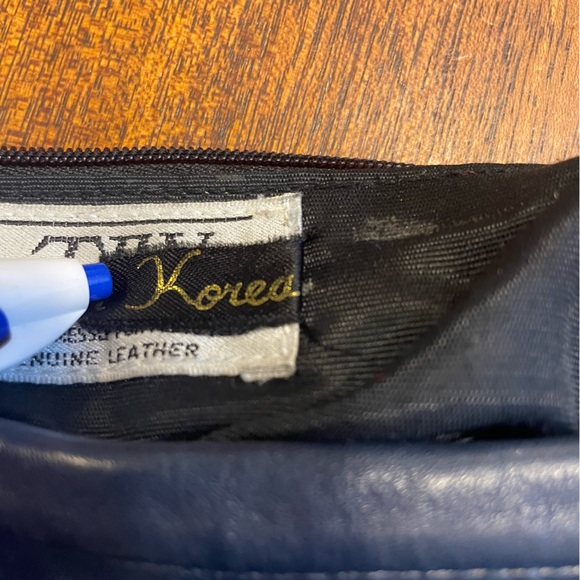 Vintage 100% Genuine Leather Navy Purse or Clutch by TJW for Mervyns 80s/90s - Picture 4 of 11